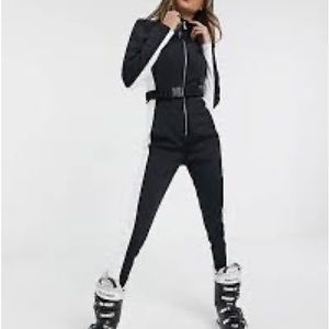 MISSGUIDED Full Ski Suit in Black/White